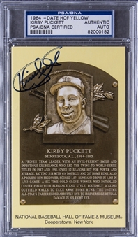 Kirby Puckett Signed Hall of Fame Plaque Postcard (PSA/DNA)